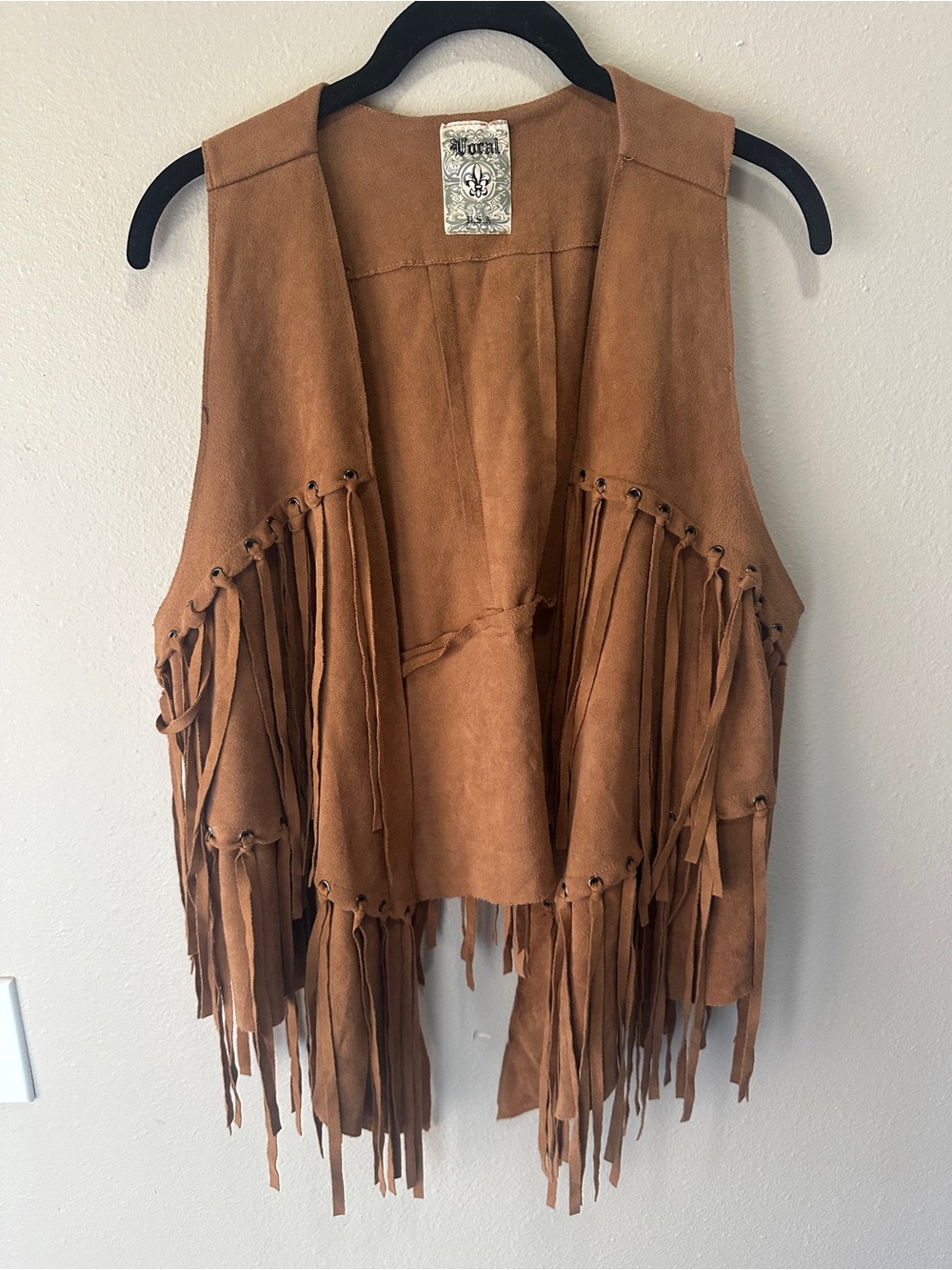 Vocal Brown Suede Fringe Vest